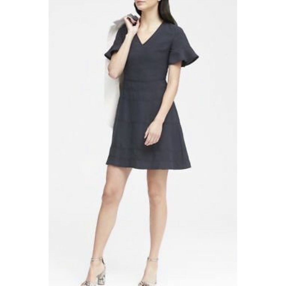 Banana Republic Navy Flutter Fit & Flare Dress - 0